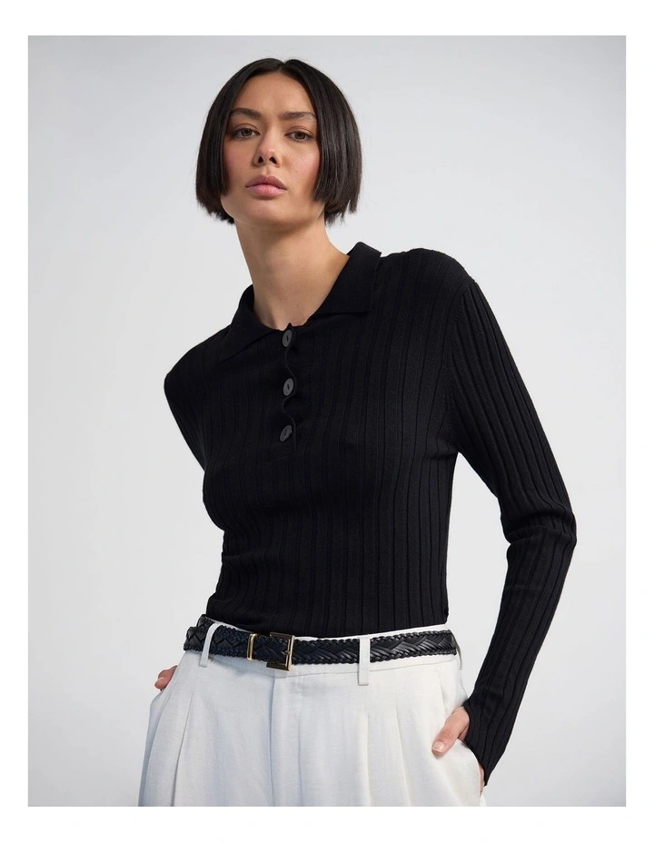 Everly Rib Knit in Black image 4