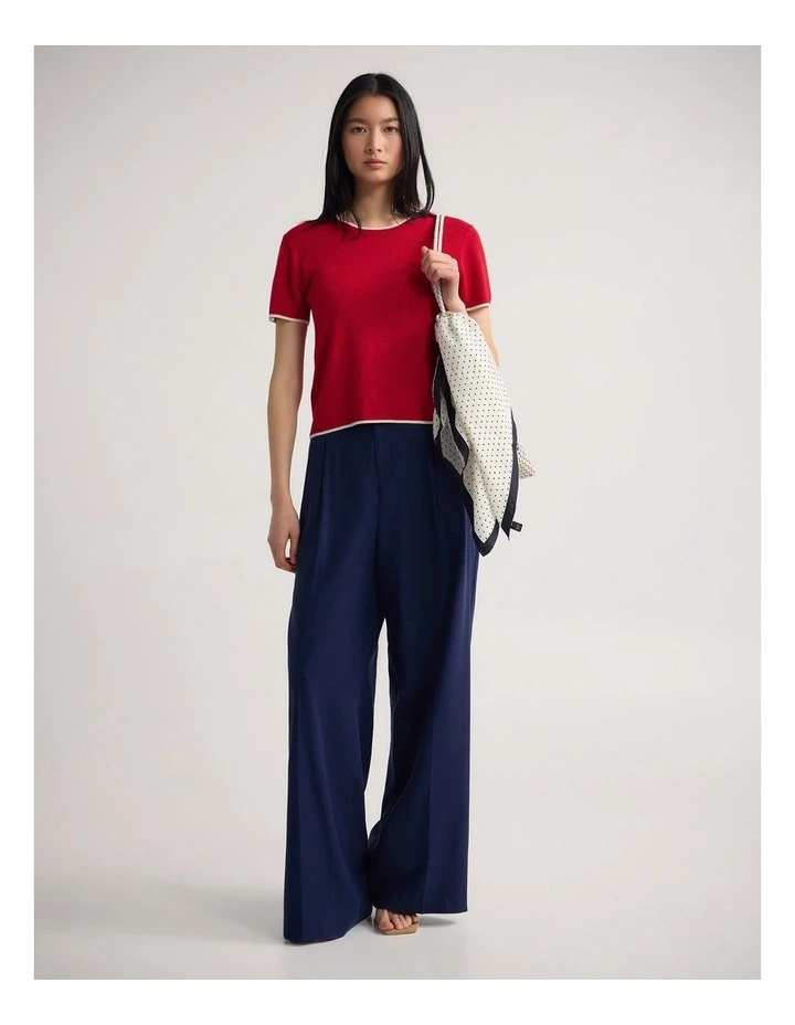 Indra Tipping Knit in Red/Ecru image 5