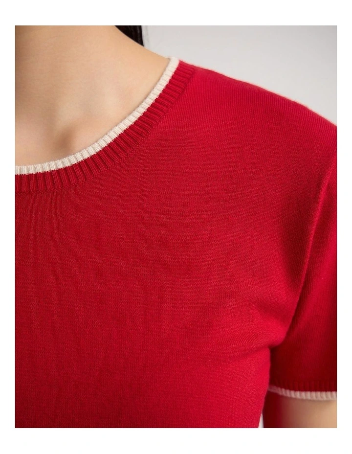Indra Tipping Knit in Red/Ecru image 6
