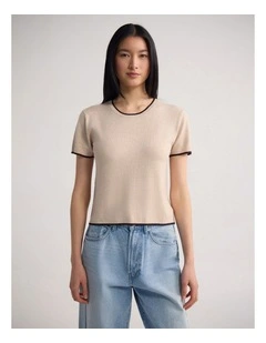 Indra Tipping Knit in Sand/Choco