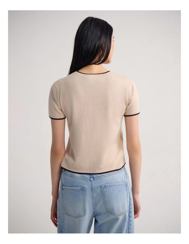 Indra Tipping Knit in Sand/Choco image 2