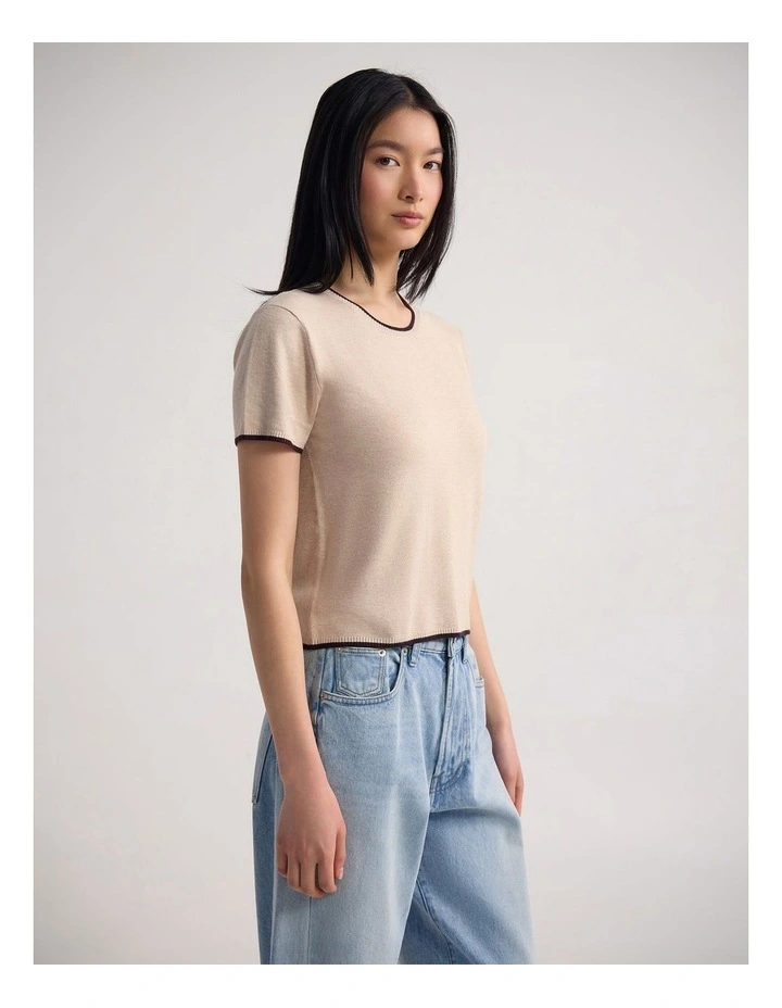 Indra Tipping Knit in Sand/Choco image 3