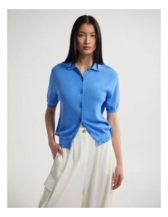 Lillie Cashmere Blend Cardigan in Blue