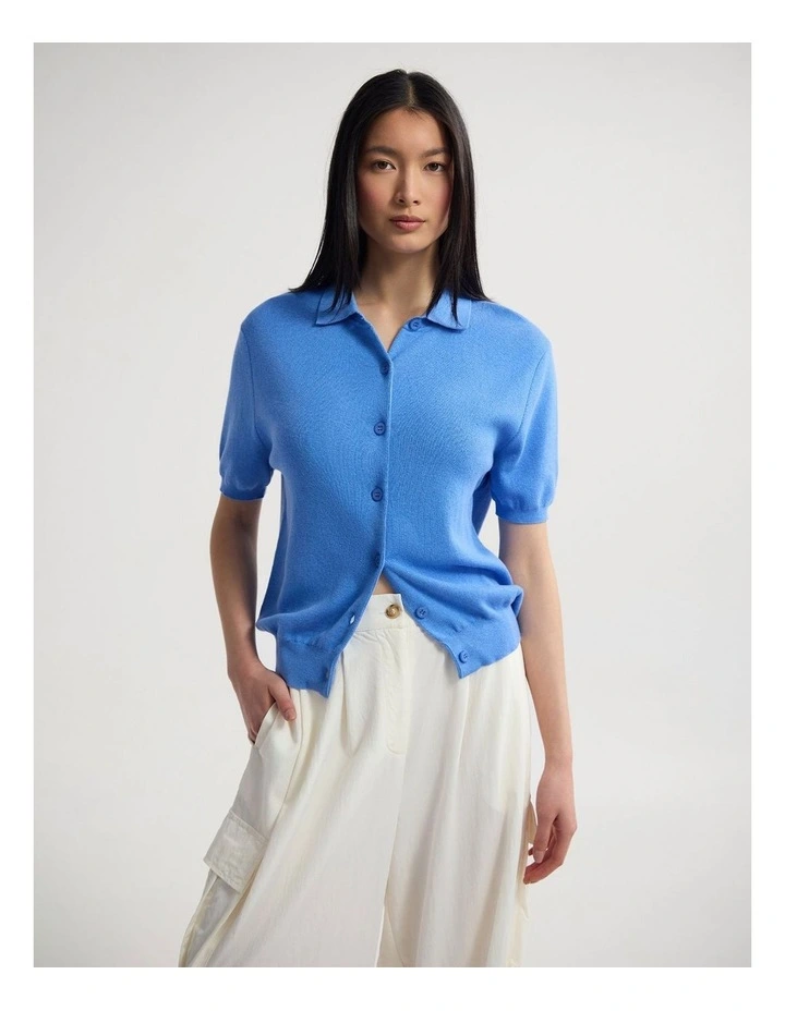 Lillie Cashmere Blend Cardigan in Blue image 1