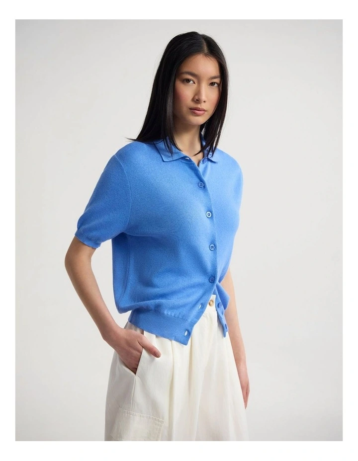 Lillie Cashmere Blend Cardigan in Blue image 3