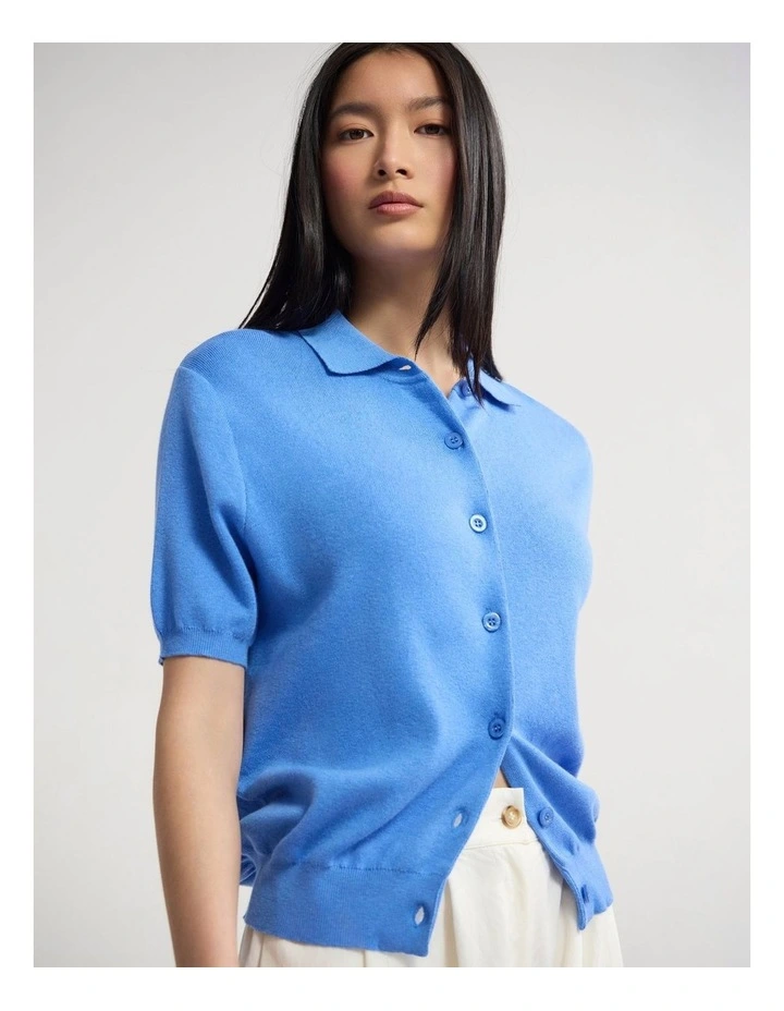 Lillie Cashmere Blend Cardigan in Blue image 4