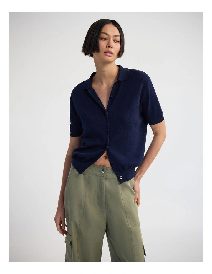 Lillie Cashmere Blend Cardigan in Navy image 1
