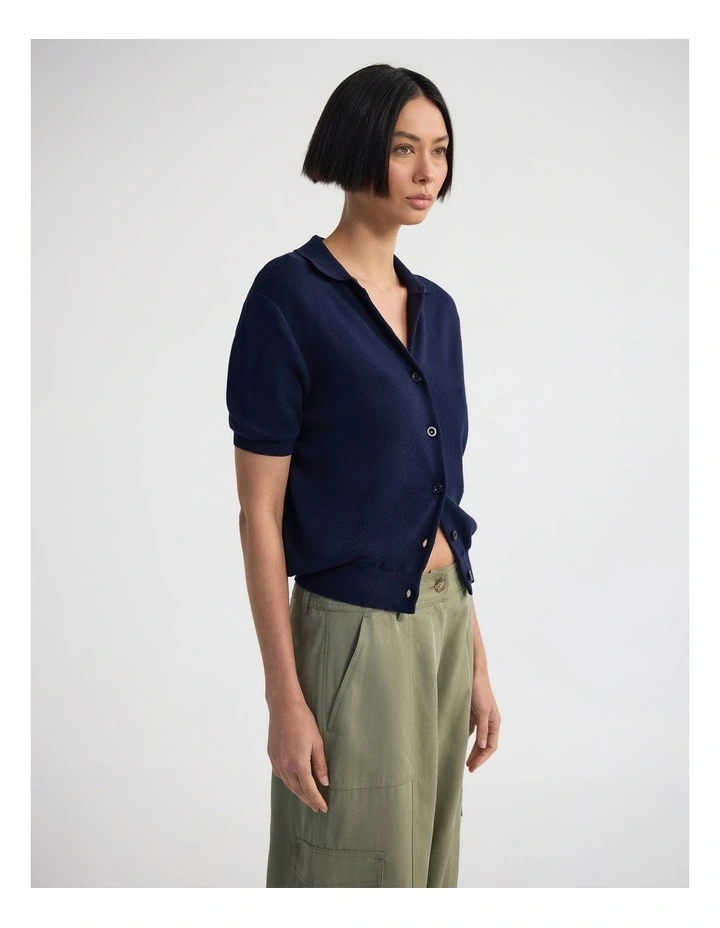 Lillie Cashmere Blend Cardigan in Navy image 3