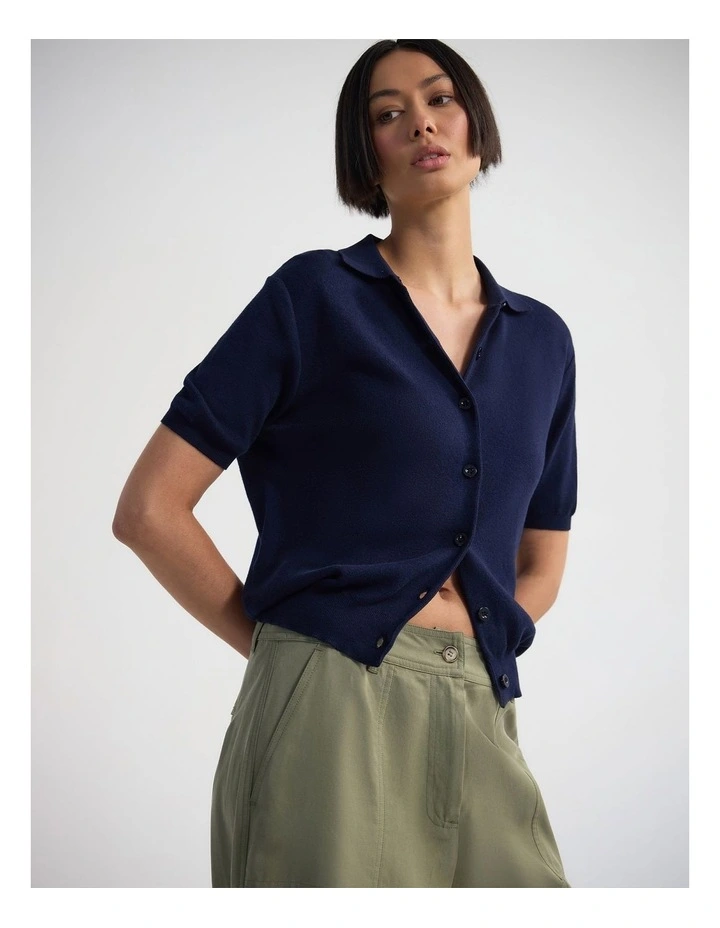 Lillie Cashmere Blend Cardigan in Navy image 4