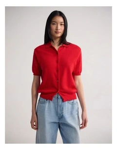 Lillie Cashmere Blend Cardigan in Red
