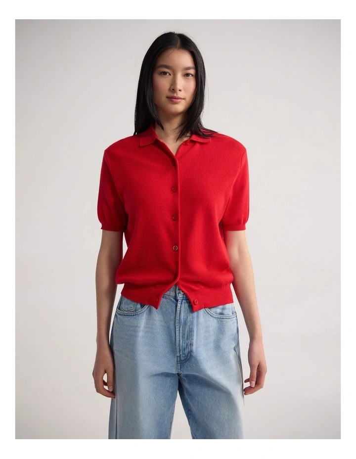 Lillie Cashmere Blend Cardigan in Red image 1
