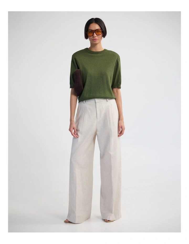 Leeta Cashmere Blend Shldr Pad Knit in Army image 5
