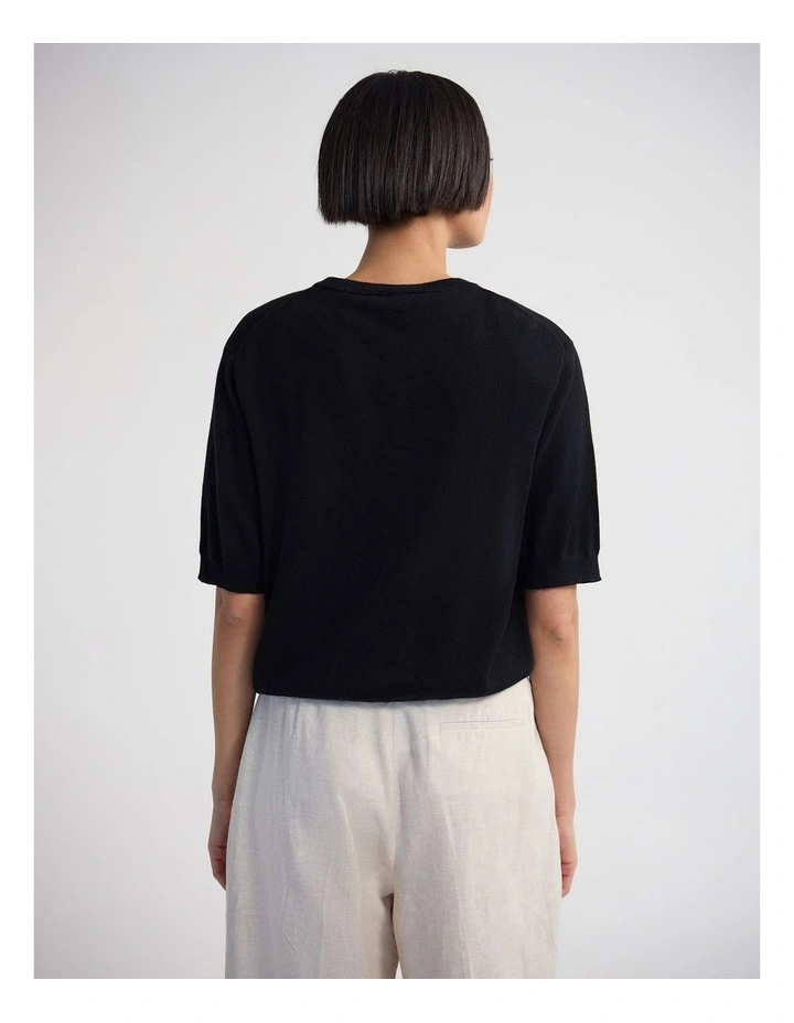Leeta Cashmere Blend Shldr Pad Knit in Black image 2