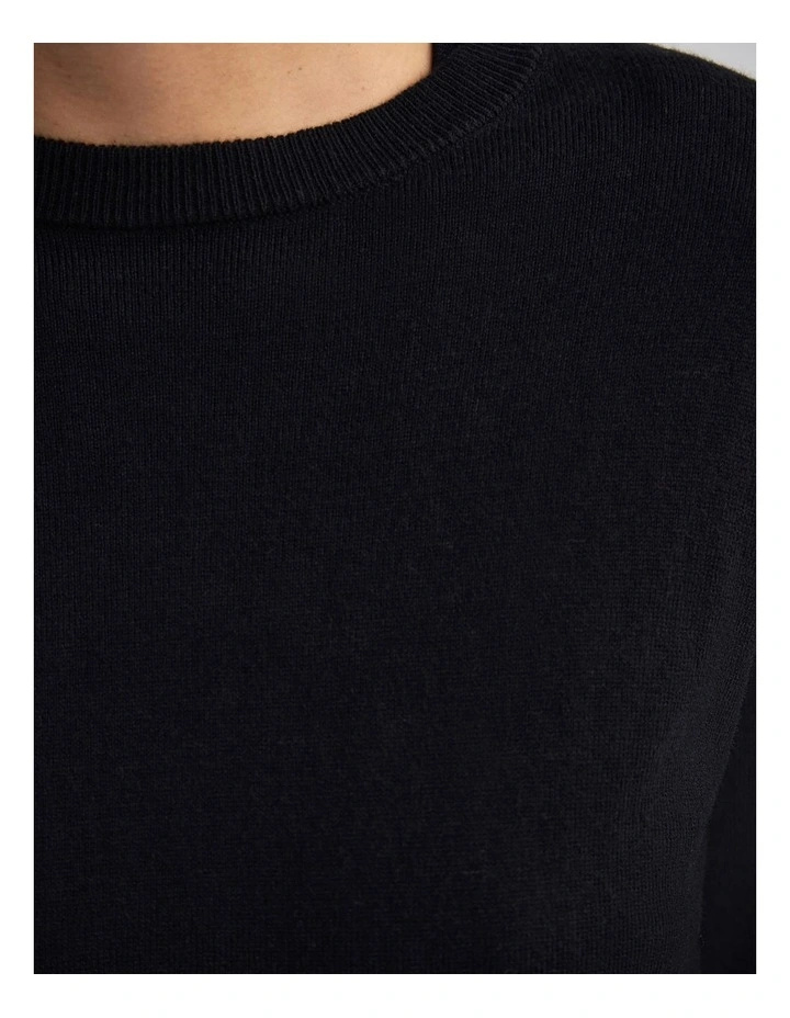 Leeta Cashmere Blend Shldr Pad Knit in Black image 6