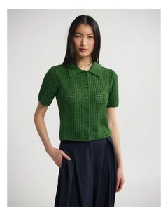 Imogen Crop Cardigan in Green