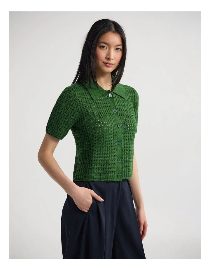 Imogen Crop Cardigan in Green image 3