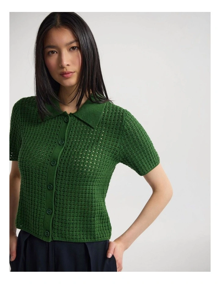 Imogen Crop Cardigan in Green image 4