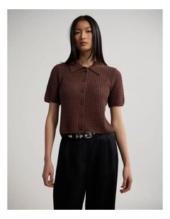 Imogen Crop Cardigan in Mocha