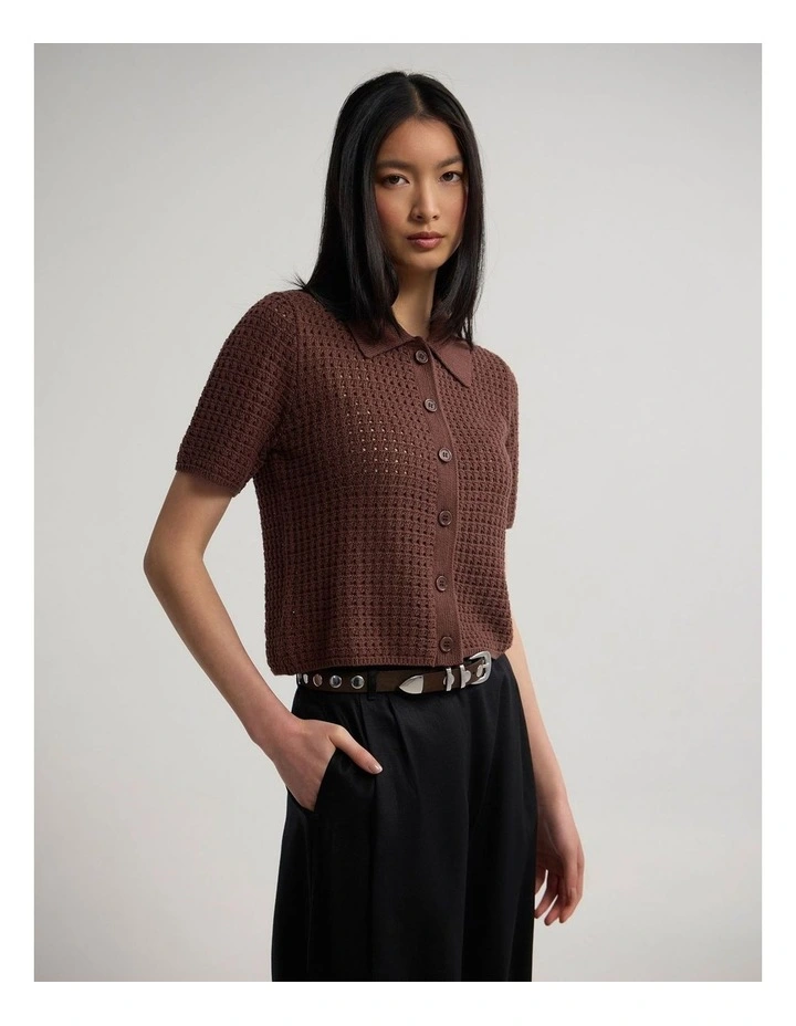 Imogen Crop Cardigan in Mocha image 3