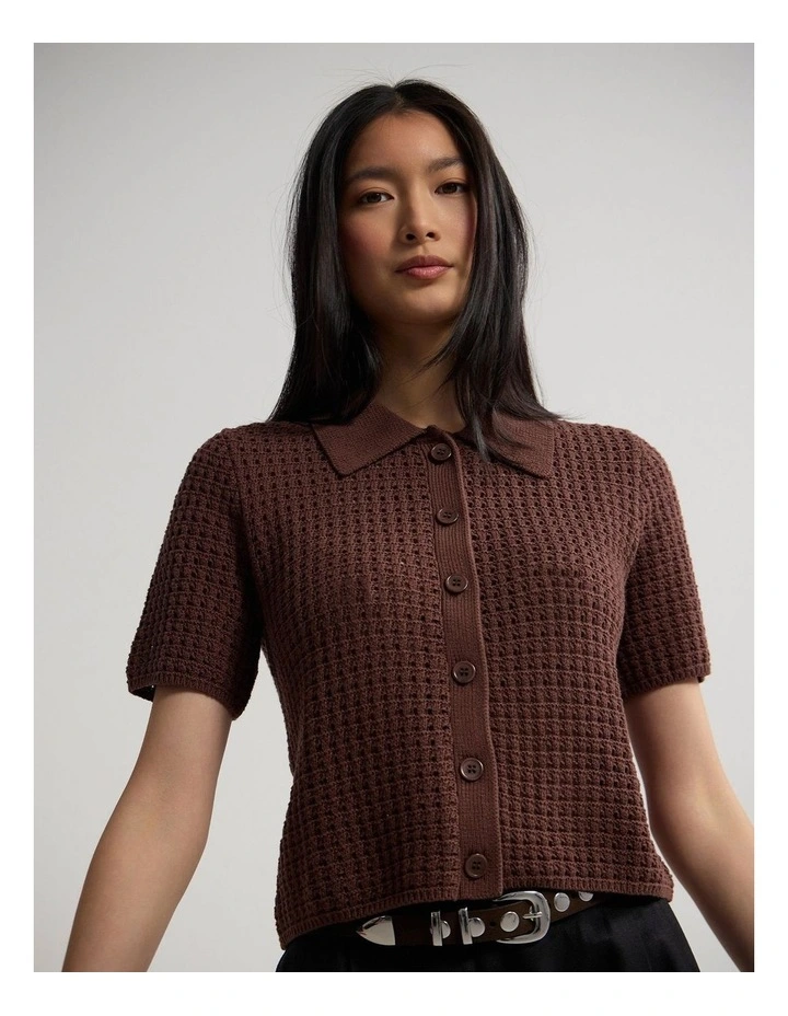 Imogen Crop Cardigan in Mocha image 4