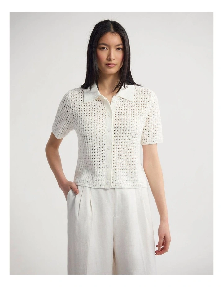 Imogen Crop Cardigan in Ivory image 1