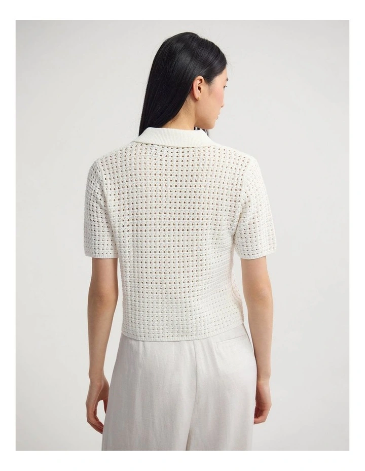 Imogen Crop Cardigan in Ivory image 2