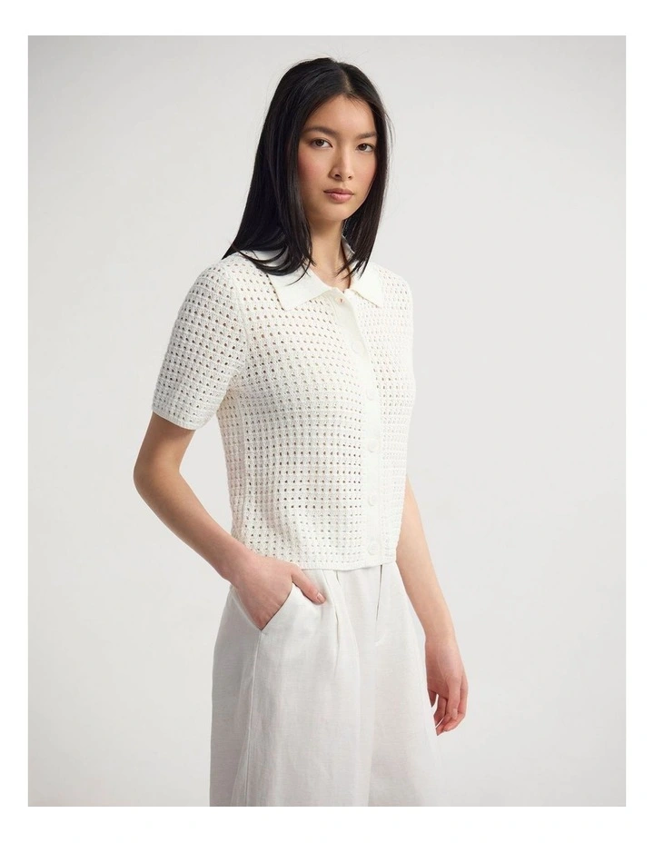 Imogen Crop Cardigan in Ivory image 3