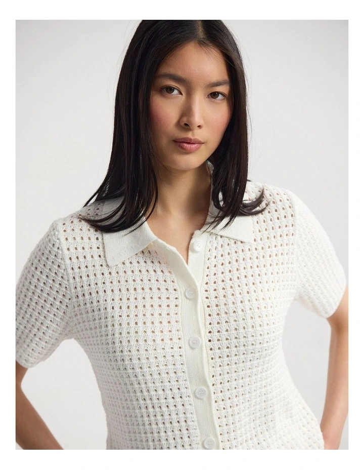 Imogen Crop Cardigan in Ivory image 4