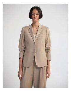 Poppy Pure Wool Suit Jacket in Latte