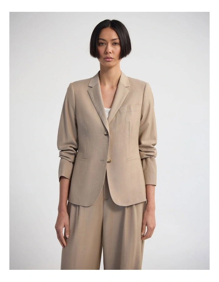 Poppy Pure Wool Suit Jacket in Latte image 1