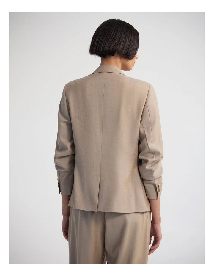 Poppy Pure Wool Suit Jacket in Latte image 2