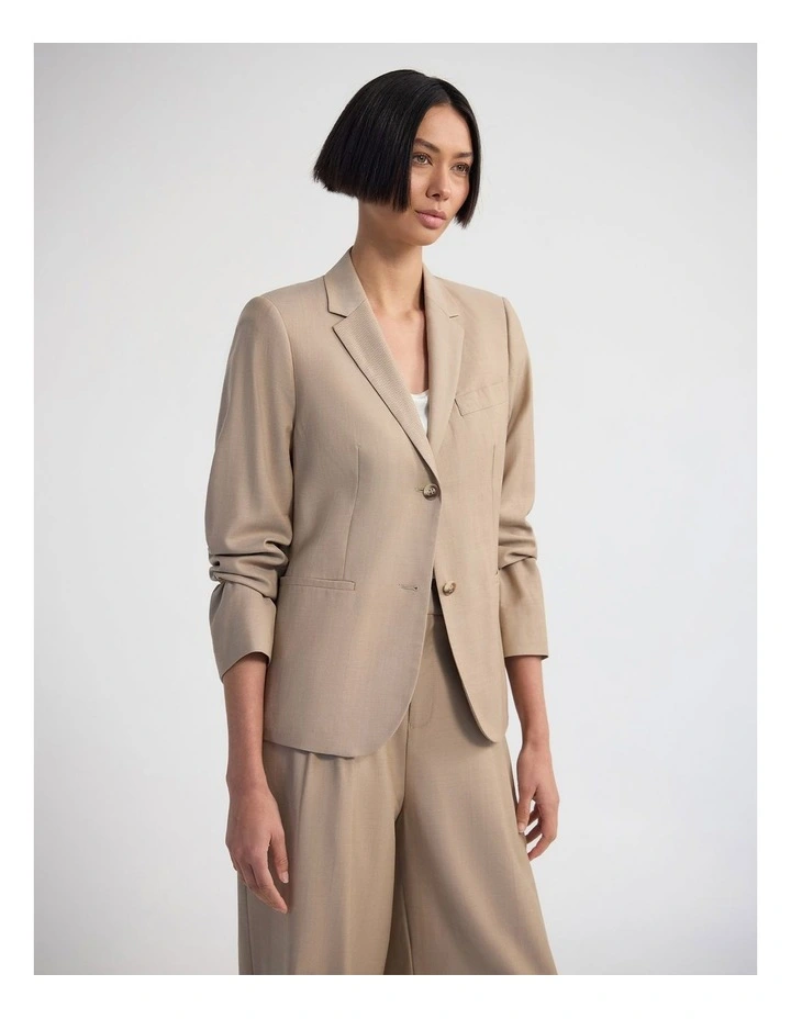 Poppy Pure Wool Suit Jacket in Latte image 3