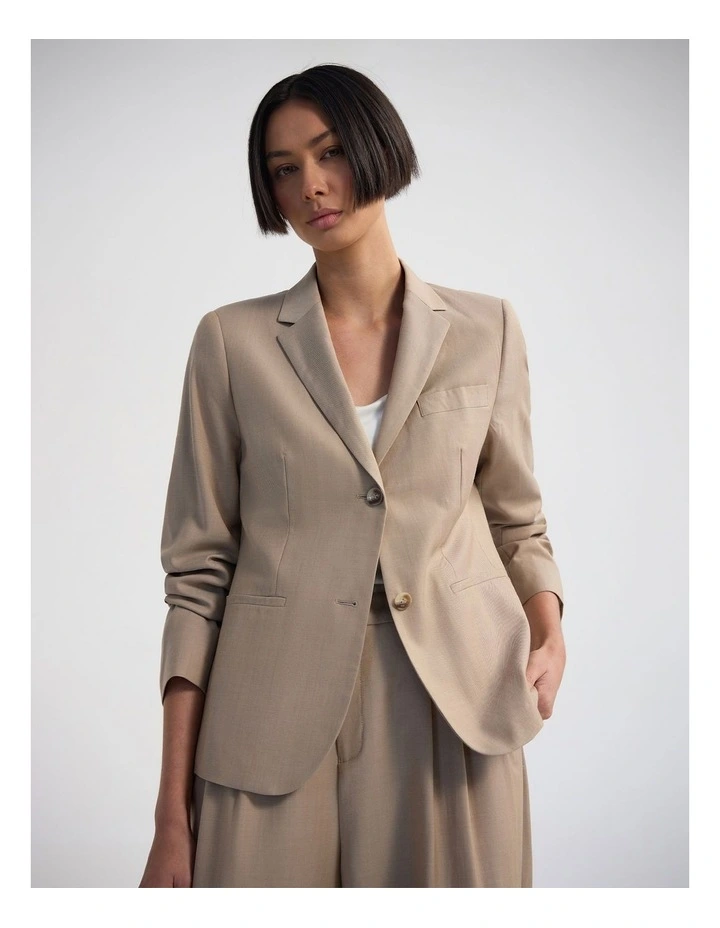 Poppy Pure Wool Suit Jacket in Latte image 4