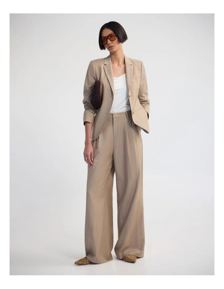 Poppy Pure Wool Suit Jacket in Latte image 5