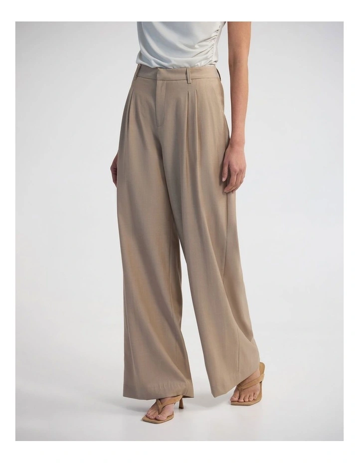 Cameron Pure Wool Suit Pant in Latte image 3