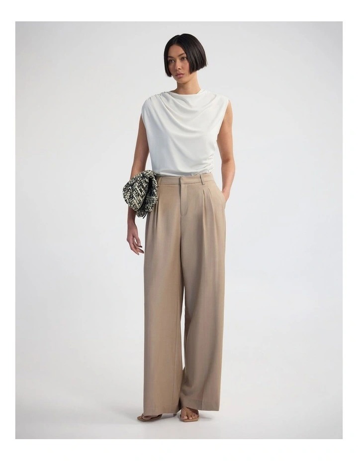 Cameron Pure Wool Suit Pant in Latte image 5