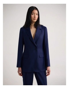Raffi Pure Wool Suit Jacket in Navy