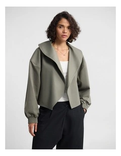 Indie Crop Belt Waist Jacket in Green