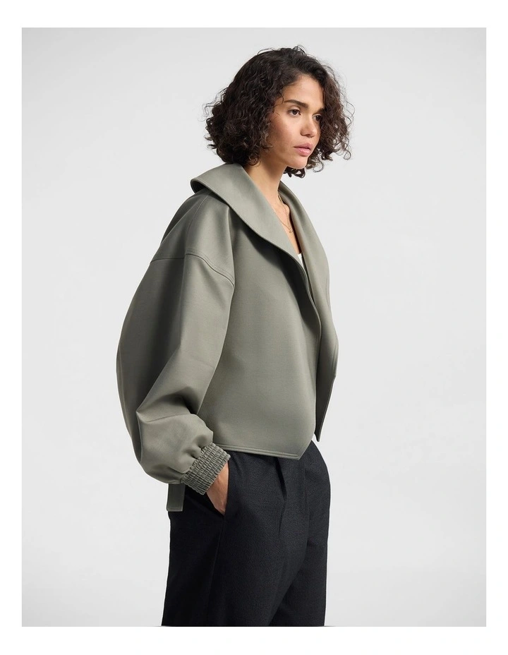 Indie Crop Belt Waist Jacket in Green image 3