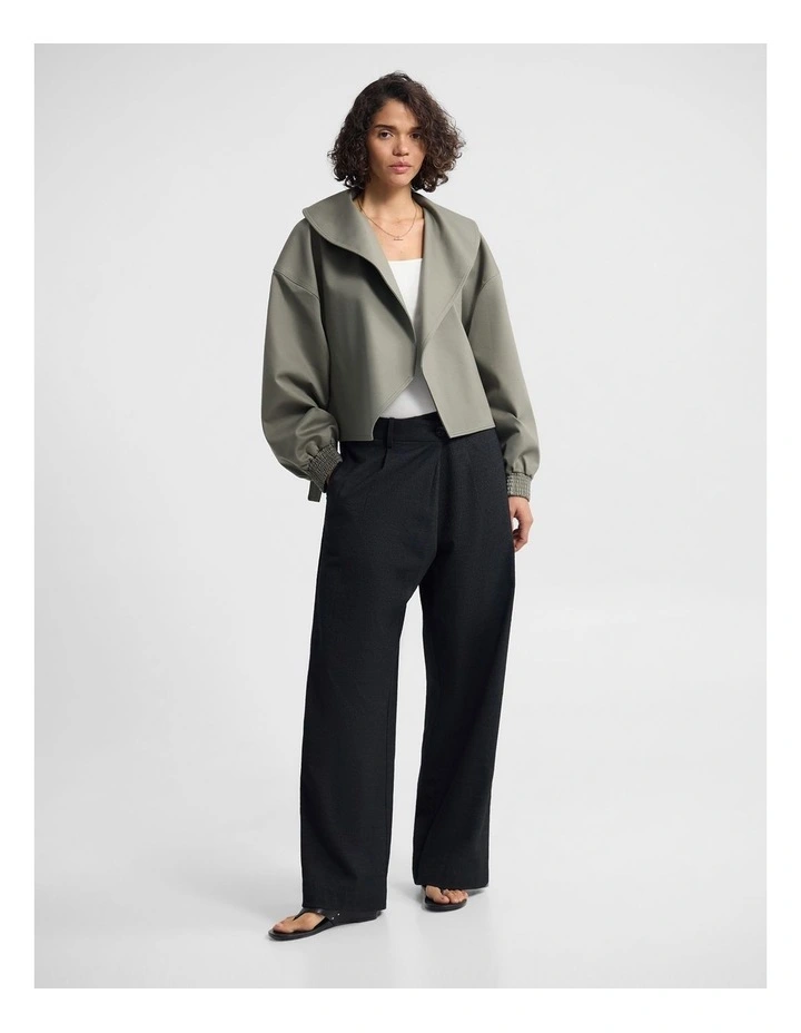 Indie Crop Belt Waist Jacket in Green image 4