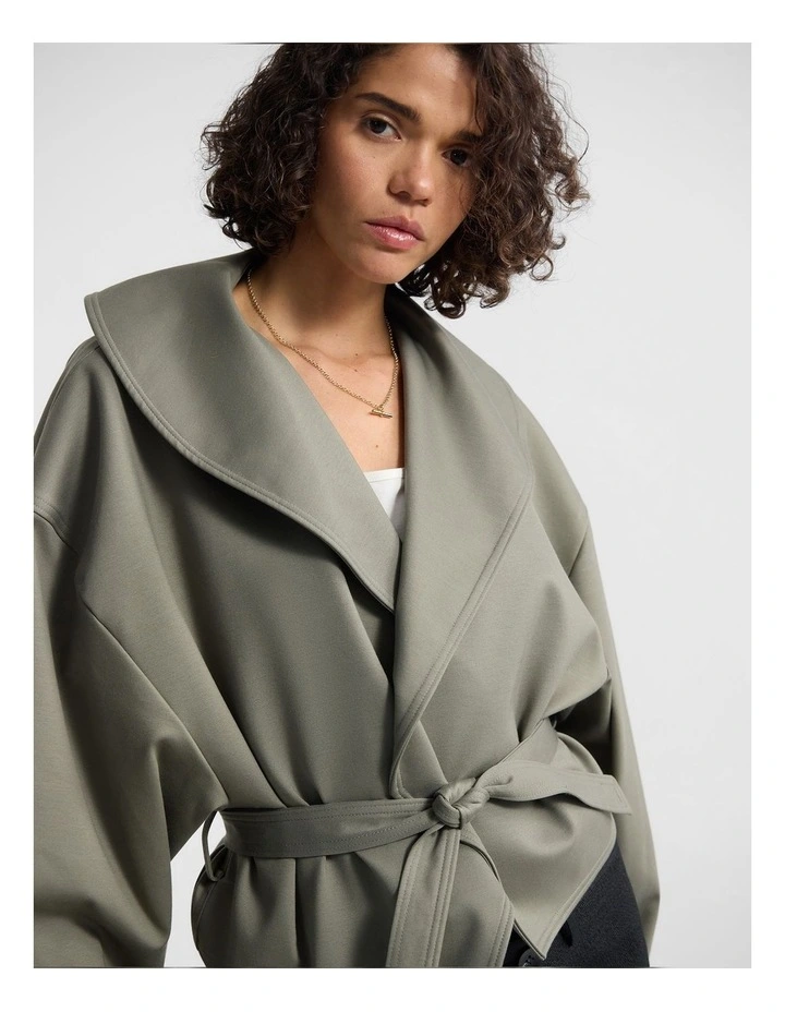 Indie Crop Belt Waist Jacket in Green image 5