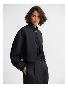 Frankie Crop Bomber Jacket in Black