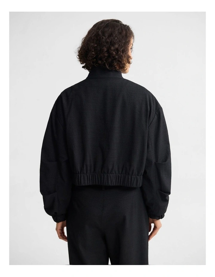 Frankie Crop Bomber Jacket in Black image 2