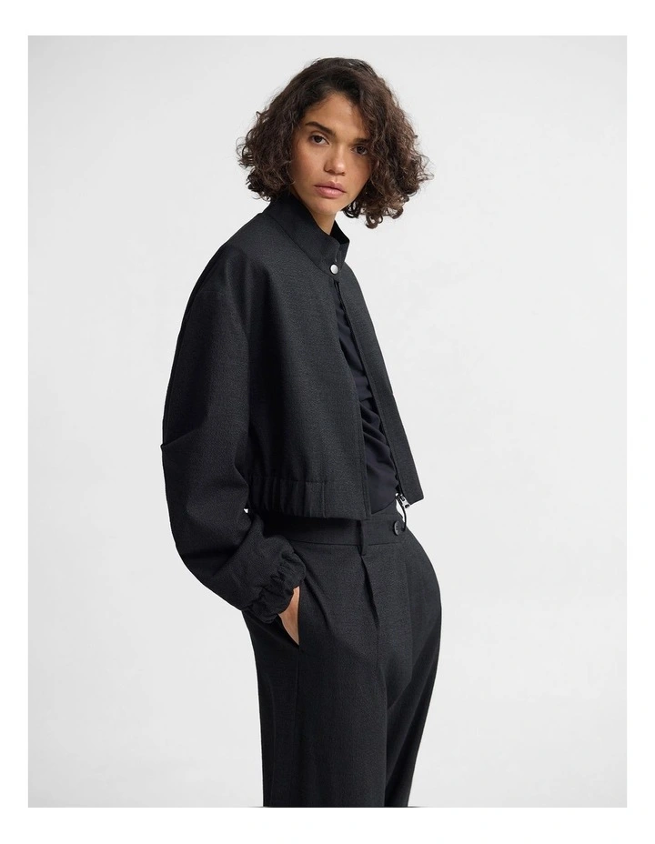 Frankie Crop Bomber Jacket in Black image 3