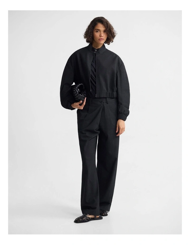 Frankie Crop Bomber Jacket in Black image 4