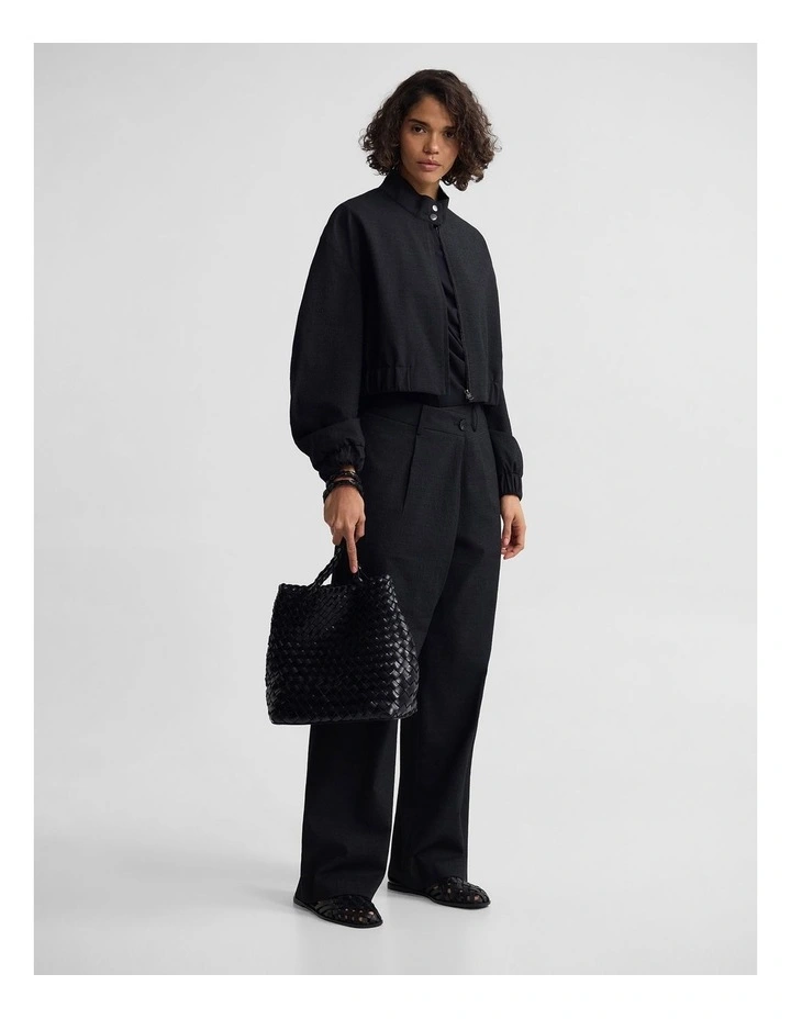 Frankie Crop Bomber Jacket in Black image 5