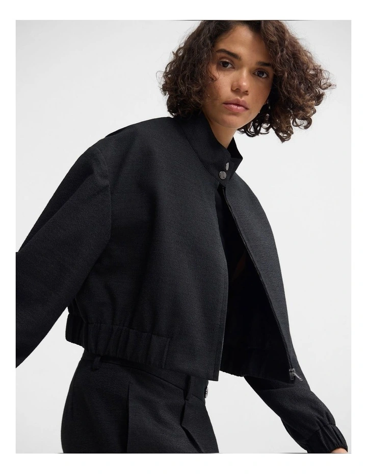 Frankie Crop Bomber Jacket in Black image 7