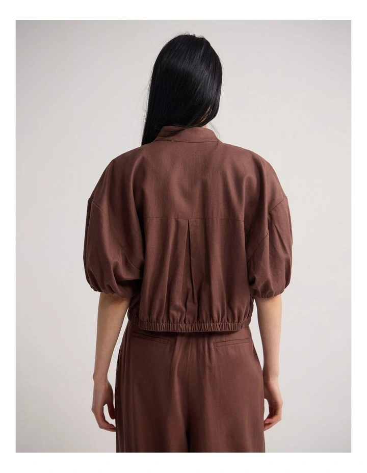 Sasha Short Sleeve Crop Jacket in Burnt Mocha image 2