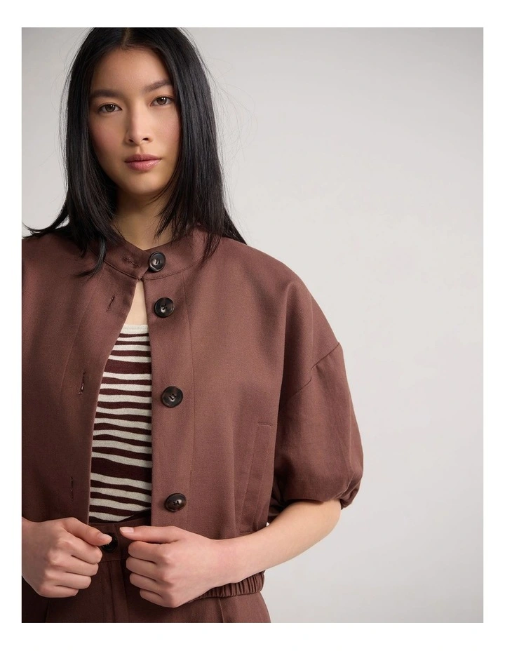 Sasha Short Sleeve Crop Jacket in Burnt Mocha image 4