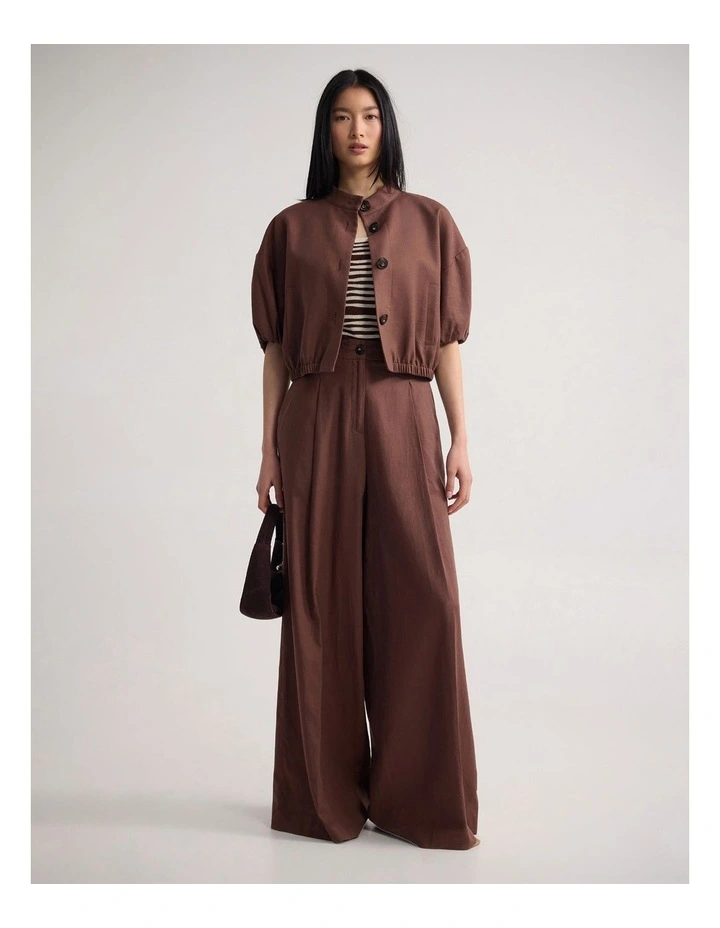 Sasha Short Sleeve Crop Jacket in Burnt Mocha image 5